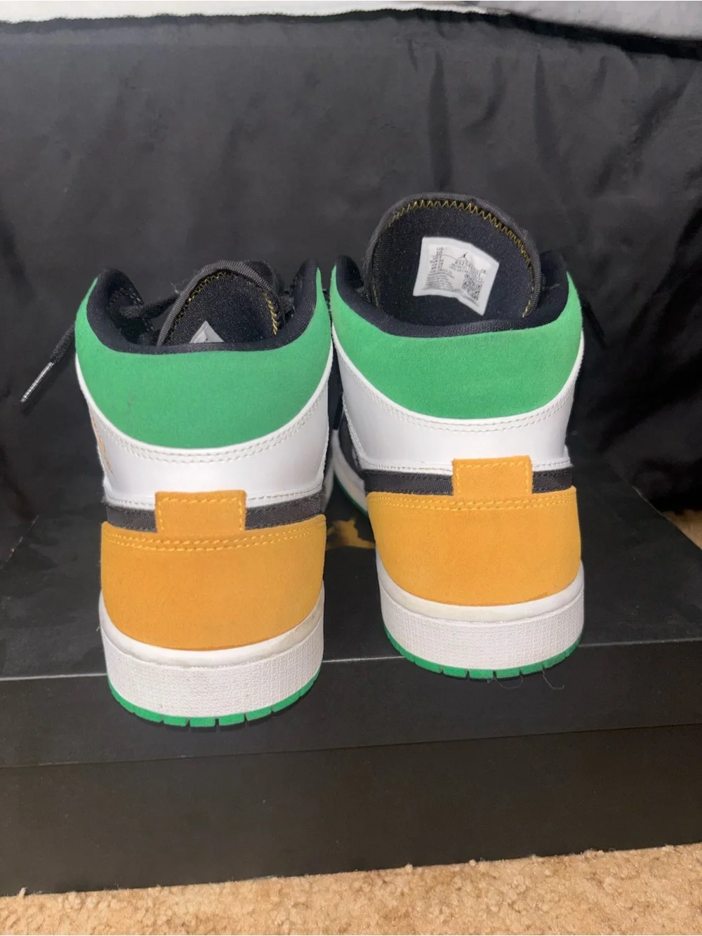 Air Jordan 1 Mid Sneakers - White / Black / Green / Yellow